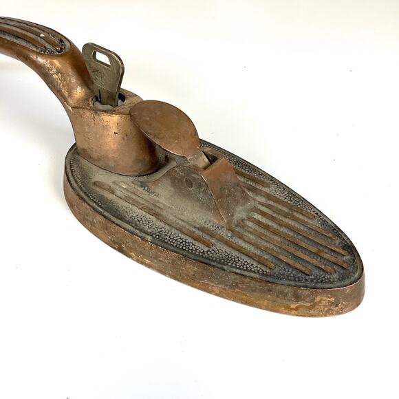 Art Deco Vtg Brass Door Handle Pull w/Thumb Latch Architectural Salvage 14” - Picture 4 of 8